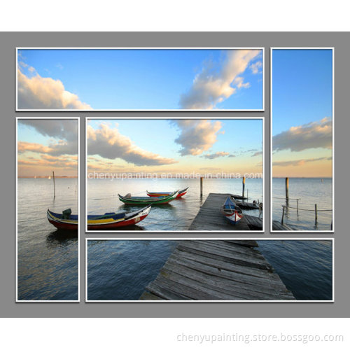 Boat 5 Panels Group Painting